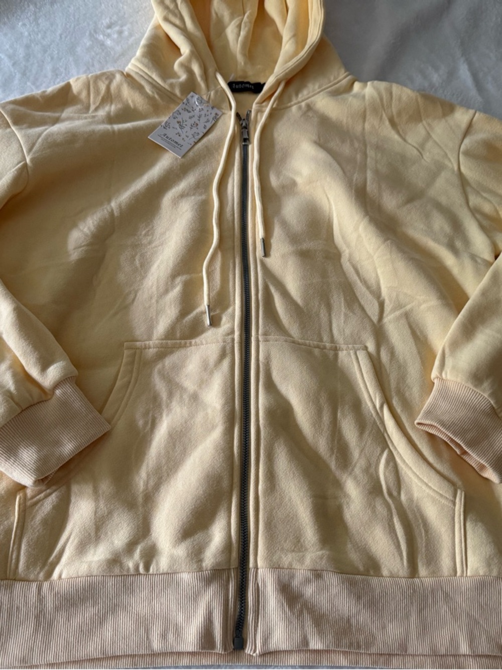 New Automet Yellow Fleece Lined Hoodie Zip Down Jacket L NWT - Picture 4 of 5